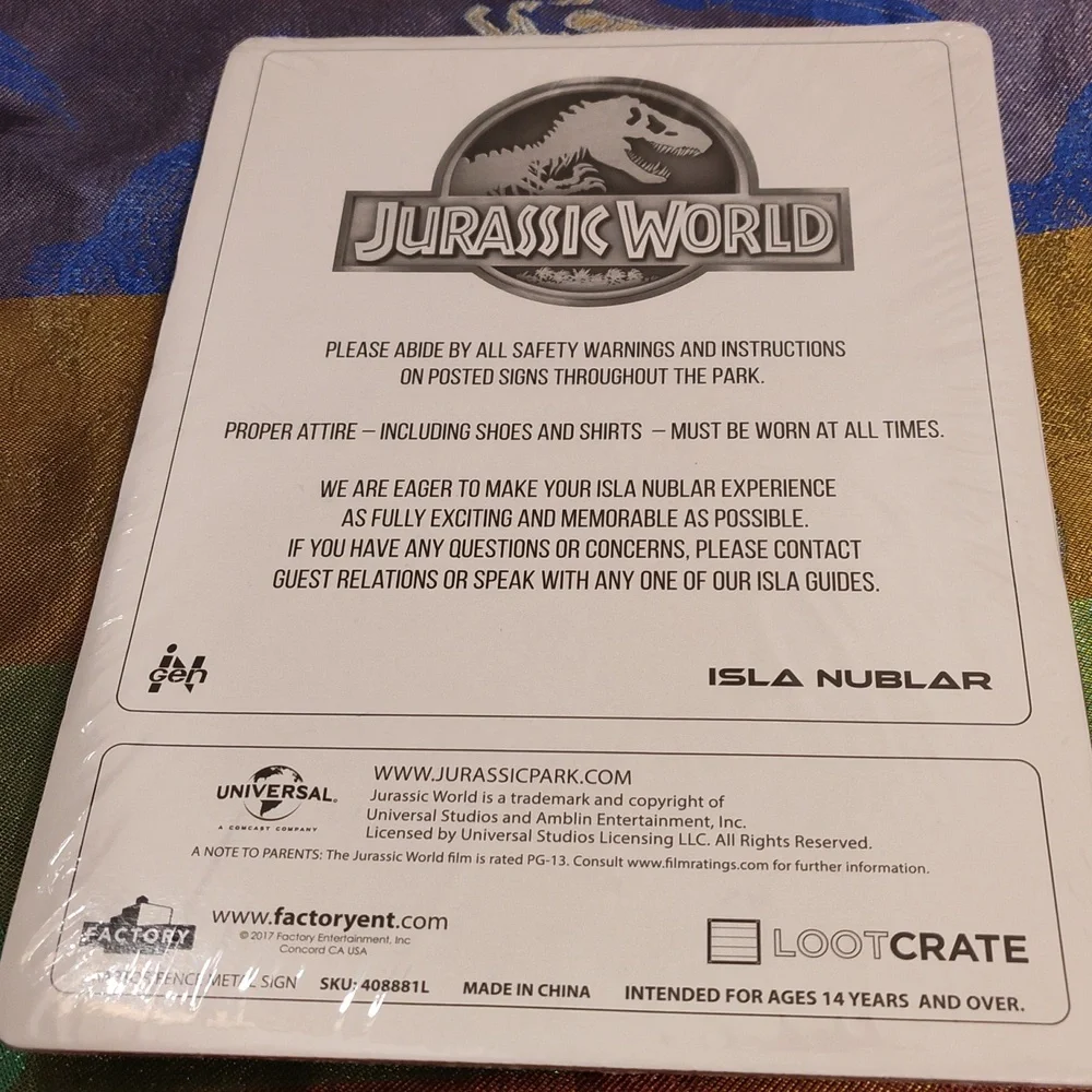 NWT Jurassic World Warning Metal Sign Decor - Picture 3 of 3